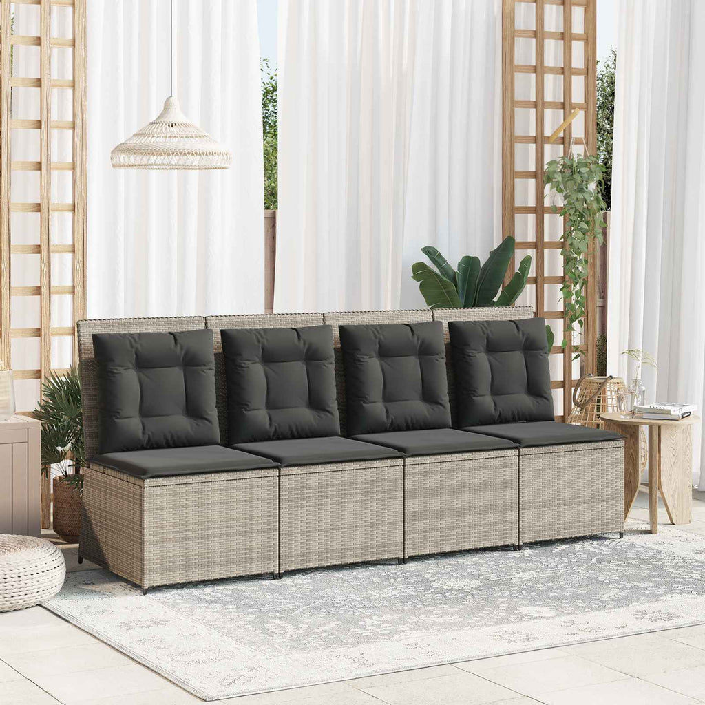 vidaXL Sofa Ogrodowa z poduszką Jasnoszary polirattan