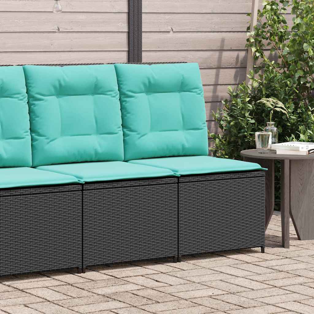 vidaXL Sofa Ogrodowa z poduszką Czarny i Turkusowy polirattan
