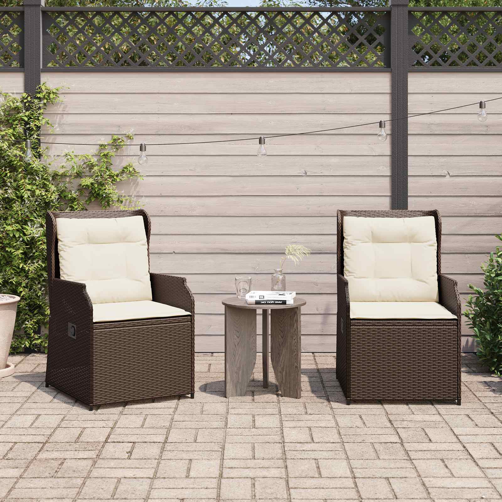 vidaXL Ławka ogrodowa 2 pcs Brązowy polirattan