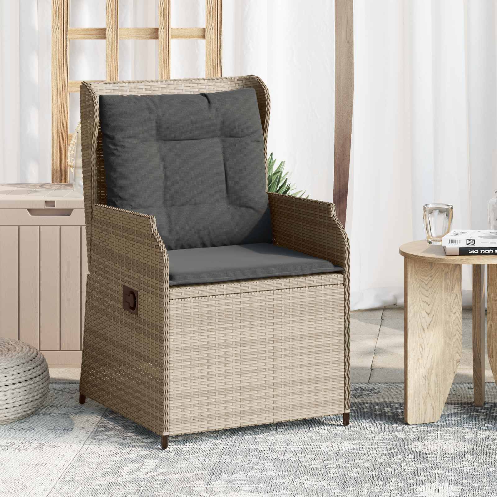 vidaXL Ławka ogrodowa 2 pcs Jasnoszary polirattan