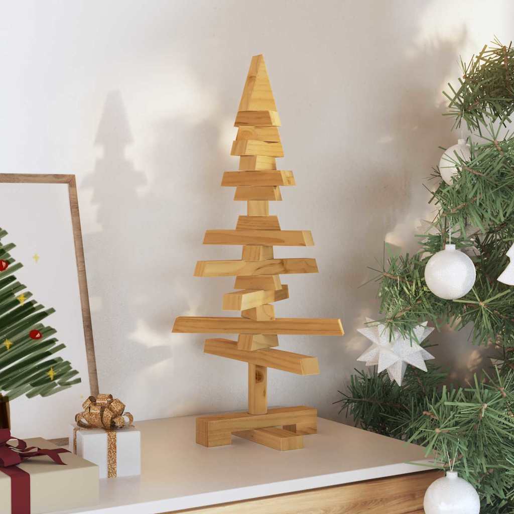 vidaXL Drewniana choinka z podstawą Brązowy 60 cm Lite drewno sosnowe