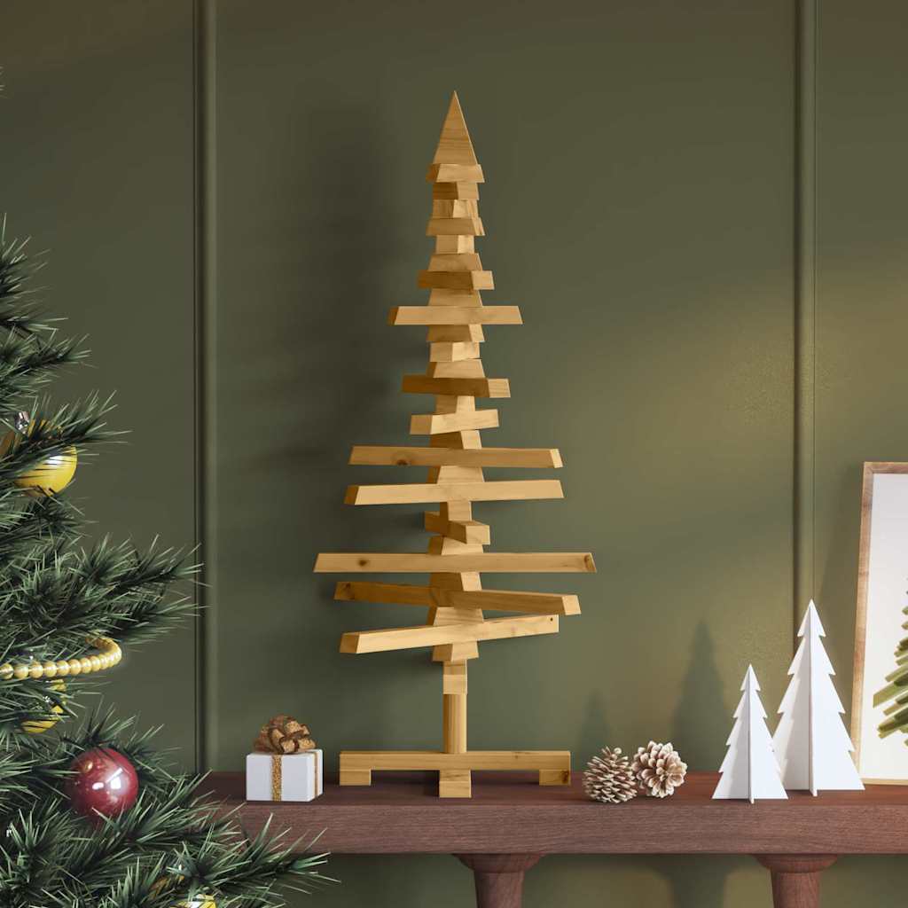 vidaXL Drewniana choinka z podstawą Brązowy 90 cm Lite drewno sosnowe