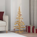vidaXL Drewniana choinka z podstawą Brązowy 120 cm Lite drewno sosnowe