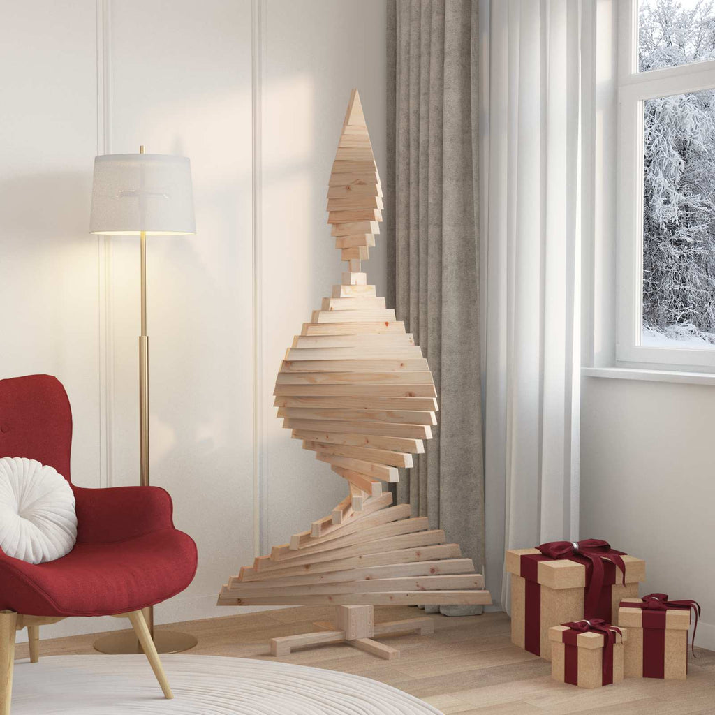 vidaXL Choinki z podstawą Naturalny 180 cm Lite drewno sosnowe