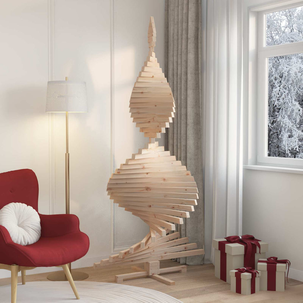 vidaXL Choinki z podstawą Naturalny 210 cm Lite drewno sosnowe