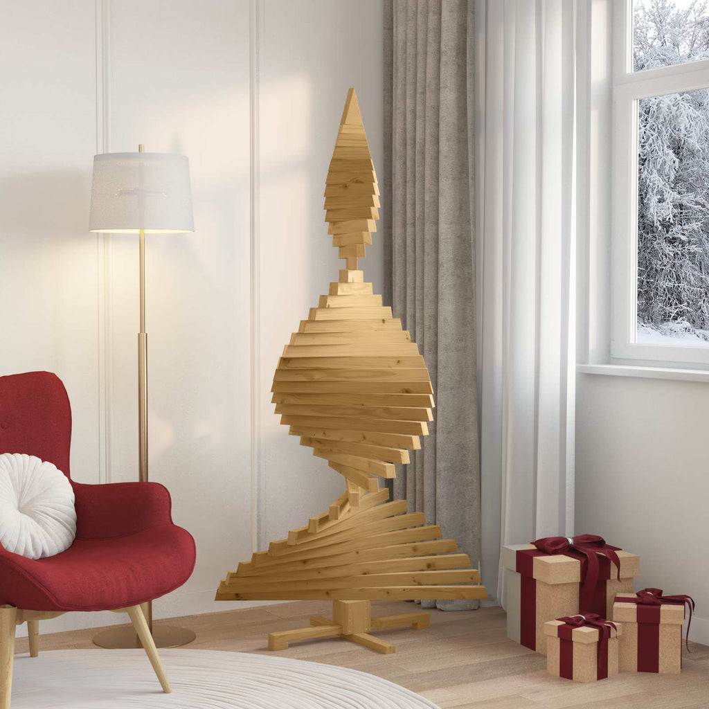vidaXL Choinki z podstawą Brązowy 180 cm Lite drewno sosnowe