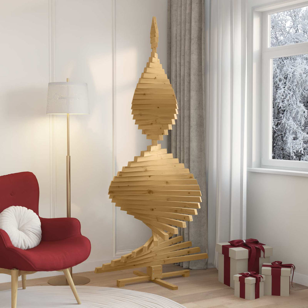 vidaXL Choinki z podstawą Brązowy 210 cm Lite drewno sosnowe