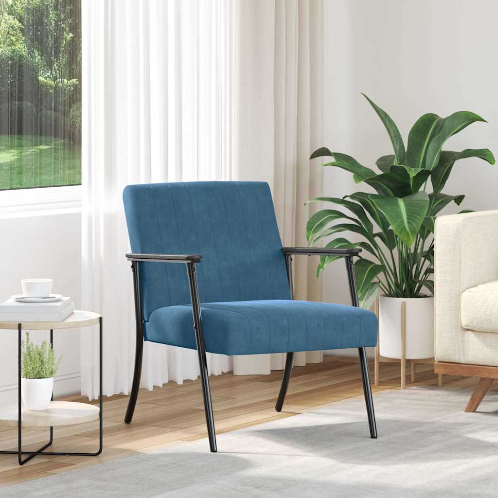 vidaXL fotel Niebieski 59 x 75 x 78 cm Aksamit