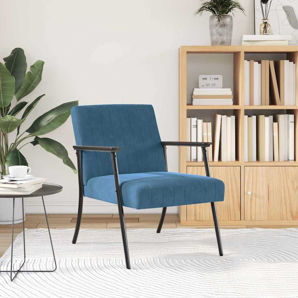 vidaXL fotel Niebieski 59 x 75 x 78 cm Aksamit