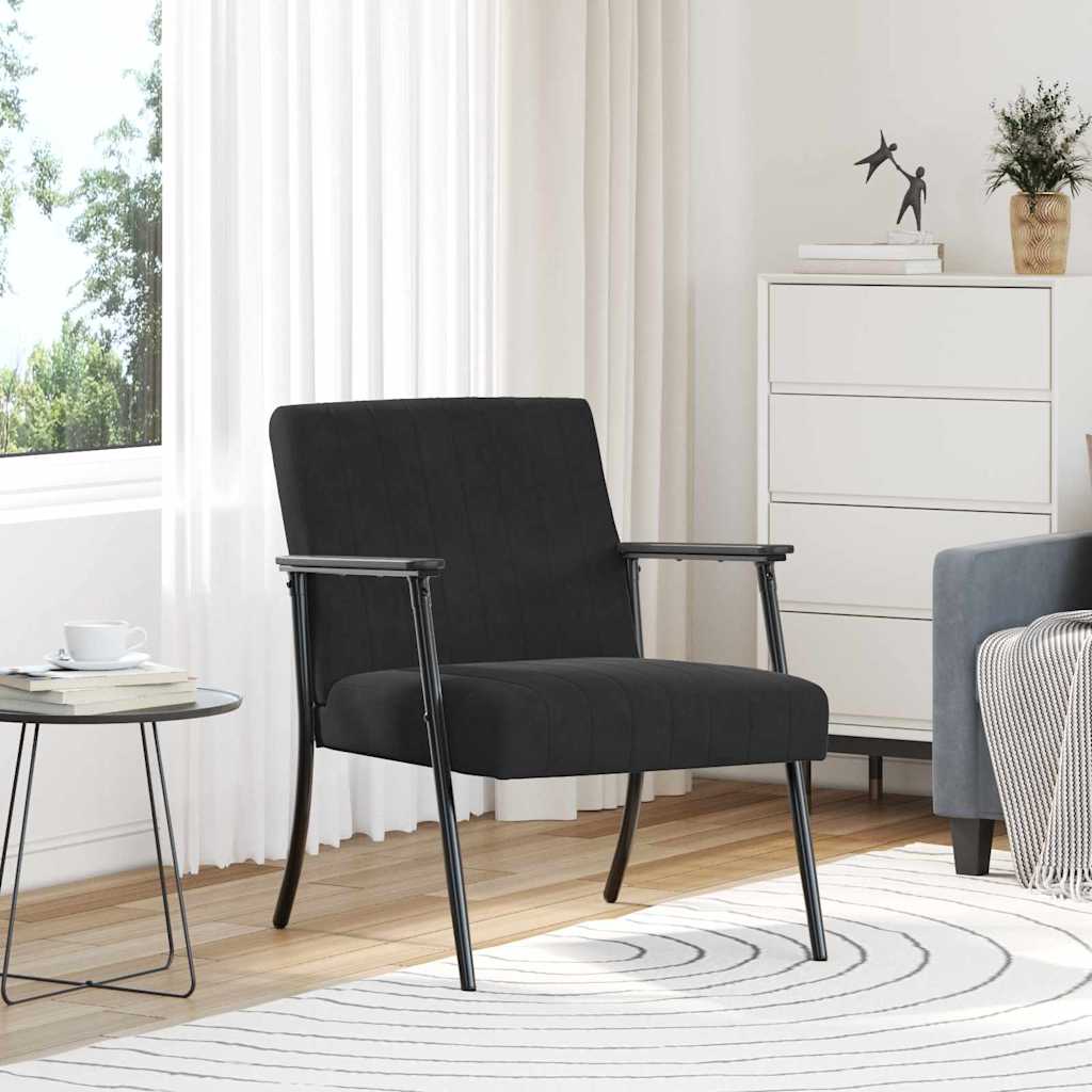 vidaXL fotel Czarny 59 x 75 x 78 cm Aksamit