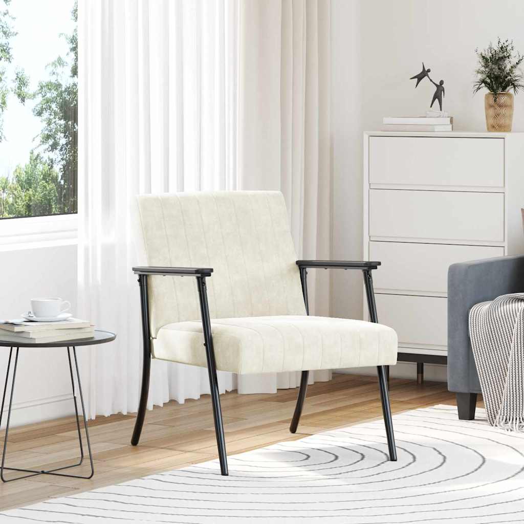 vidaXL fotel Kremowy 59 x 75 x 78 cm Aksamit