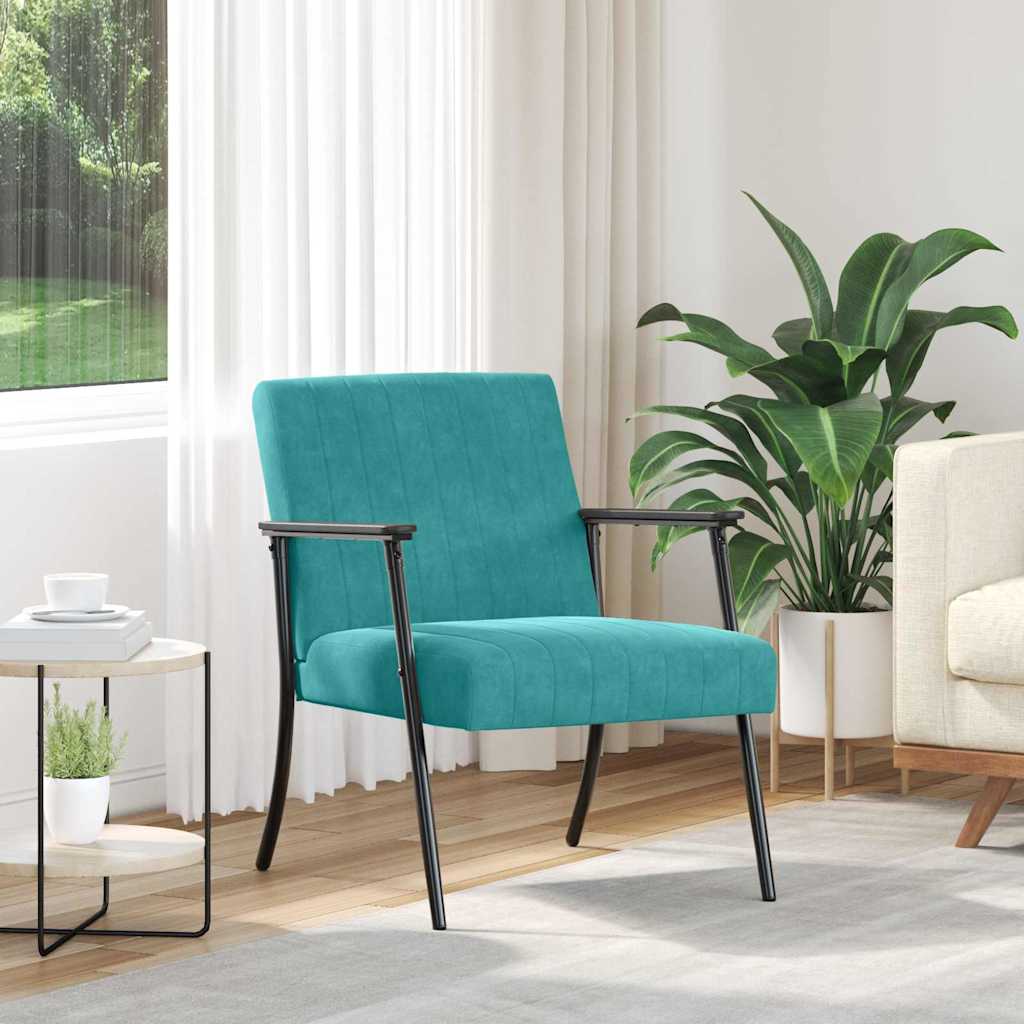 vidaXL fotel Turkusowy 59 x 75 x 78 cm Aksamit