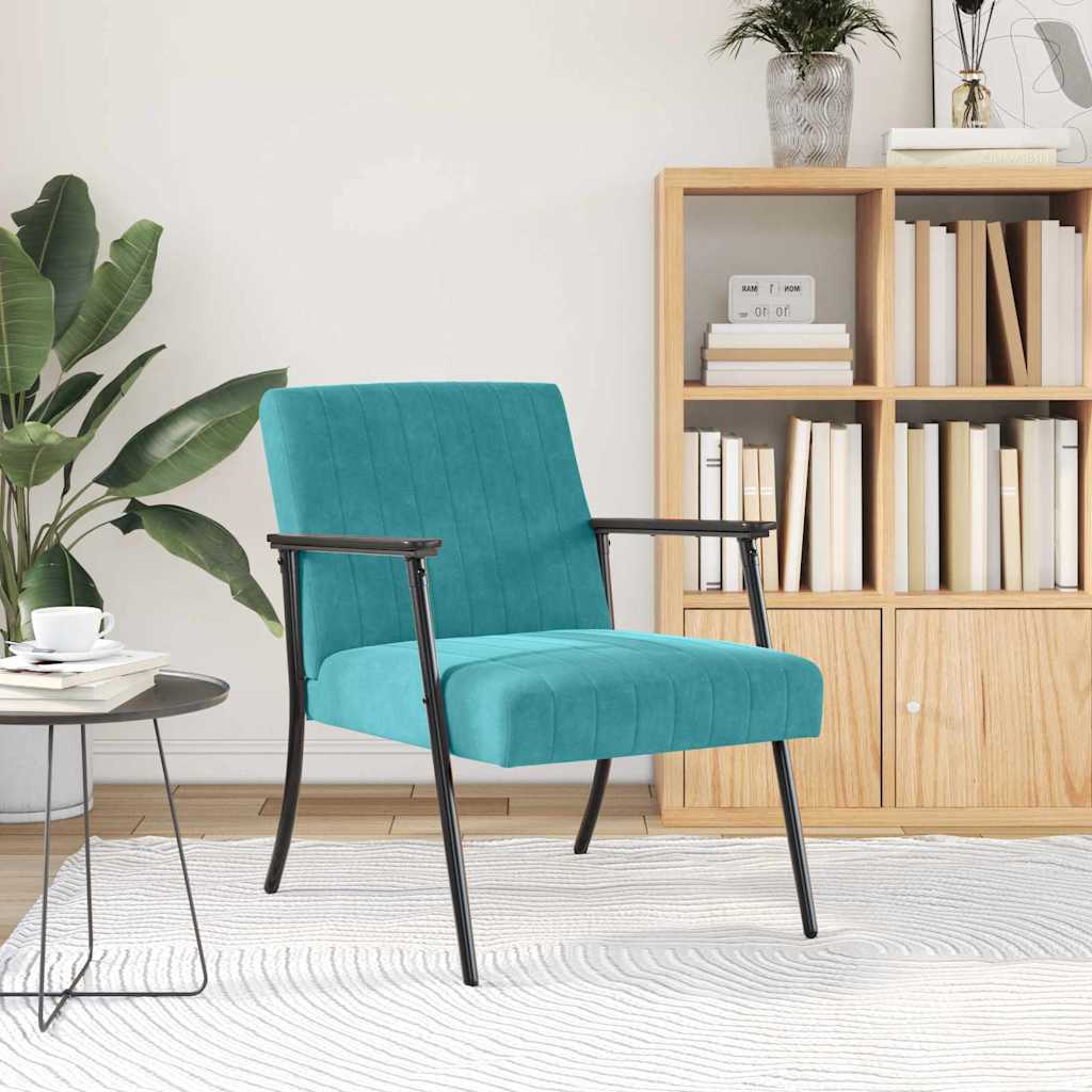 vidaXL fotel Turkusowy 59 x 75 x 78 cm Aksamit