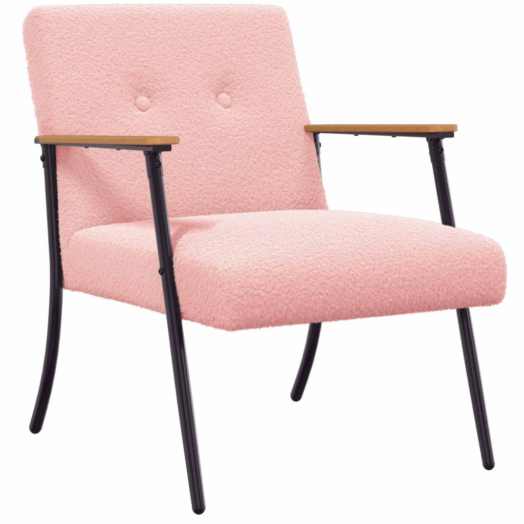 vidaXL fotel Różowy Tkanina przypominająca kręcony wełniany materiał