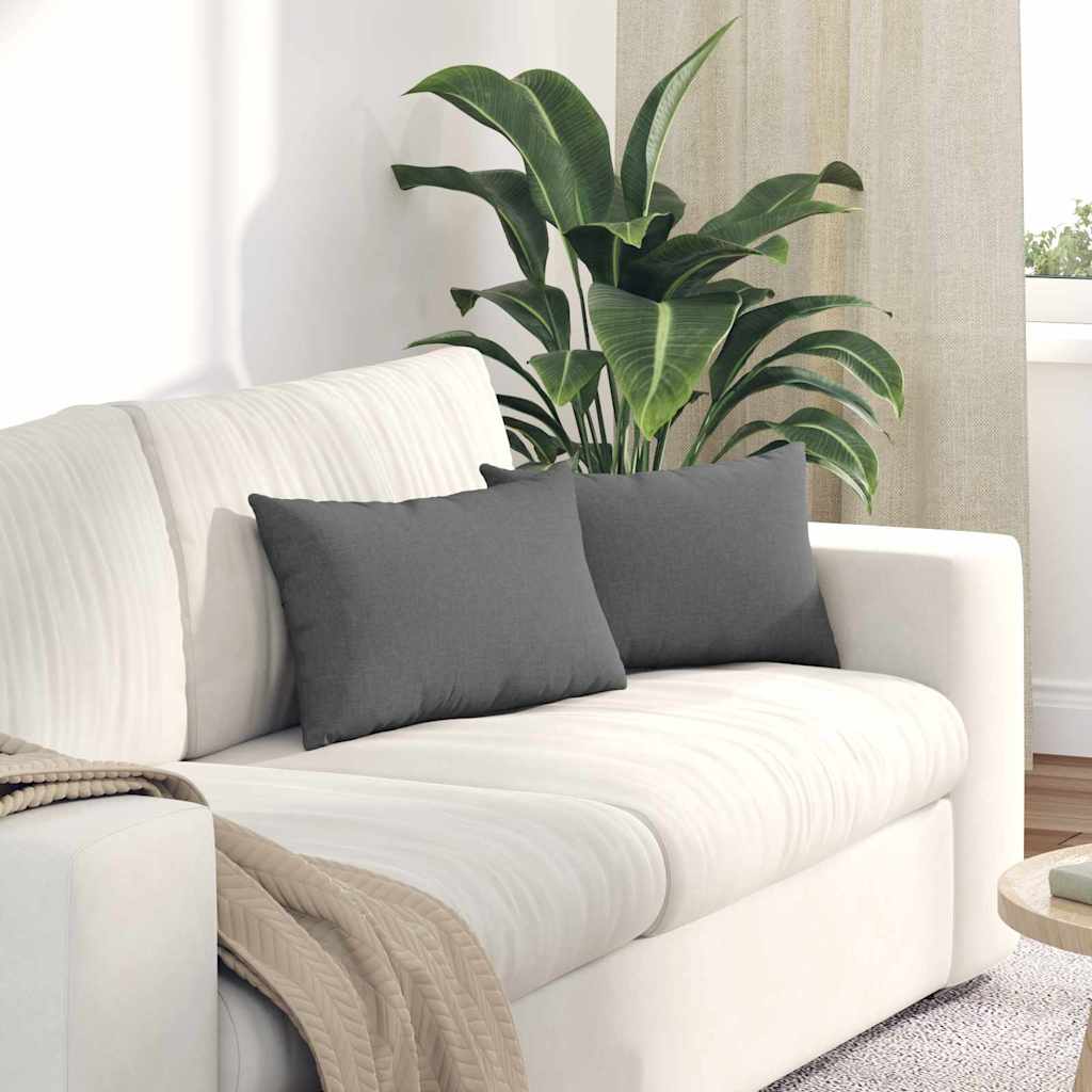 vidaXL Poduszki na sofę 2 pcs Ciemnoszary 50 x 30 cm tkanina