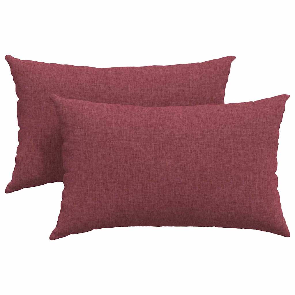 vidaXL Poduszki na sofę 2 pcs Czerwone wino 50 x 30 cm tkanina