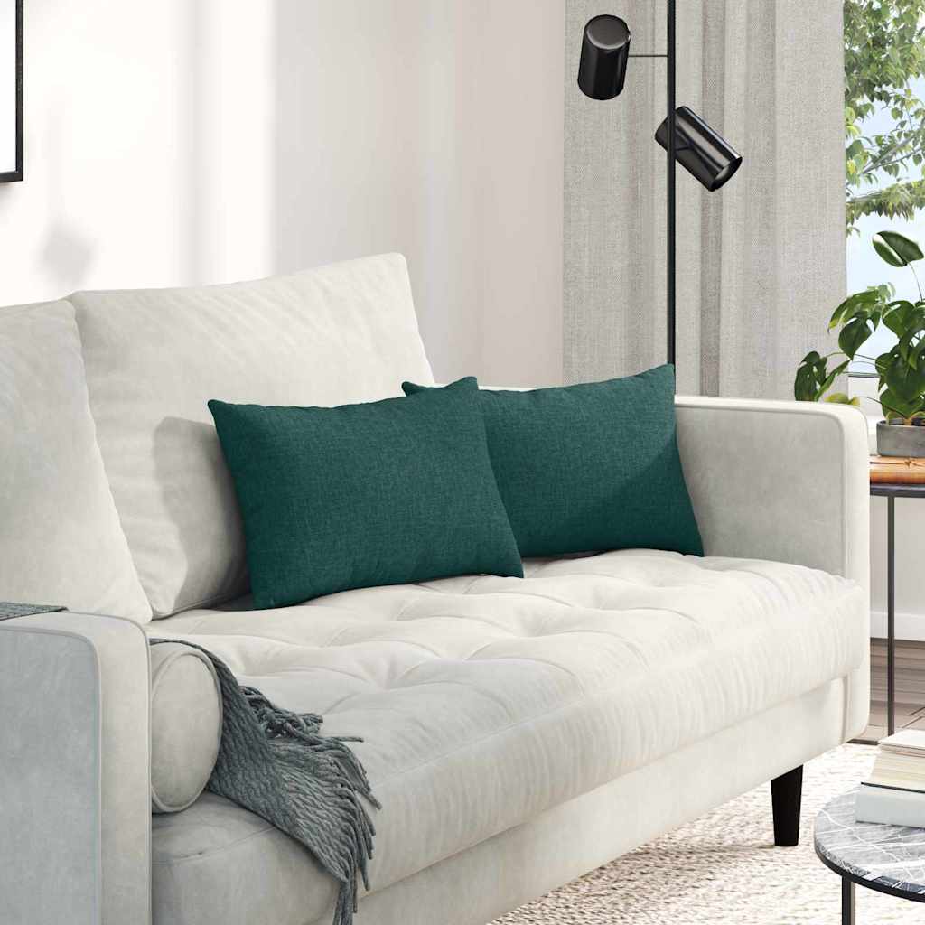 vidaXL Poduszki na sofę 2 pcs Ciemna zieleń 50 x 30 cm tkanina