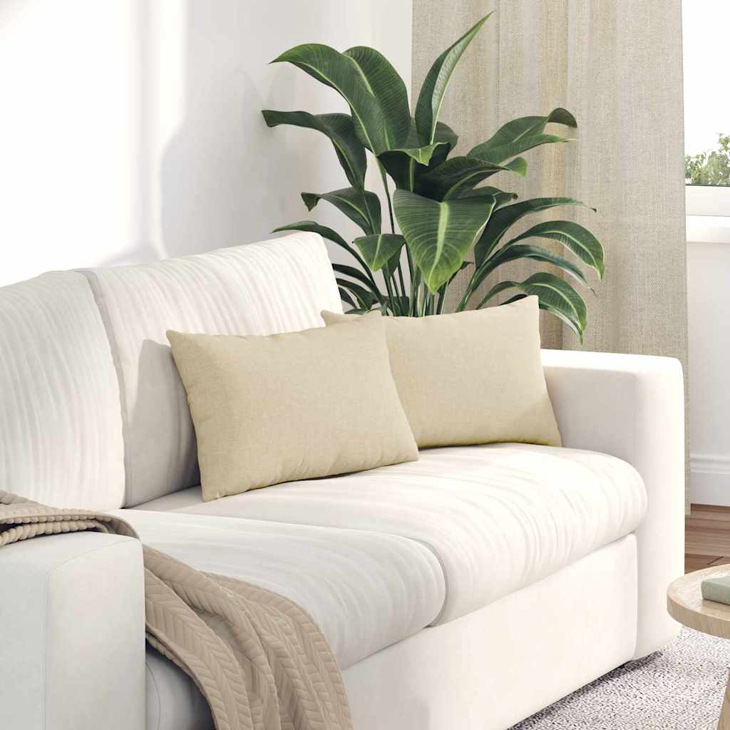 vidaXL Poduszki na sofę 2 pcs Kremowy 50 x 30 cm tkanina