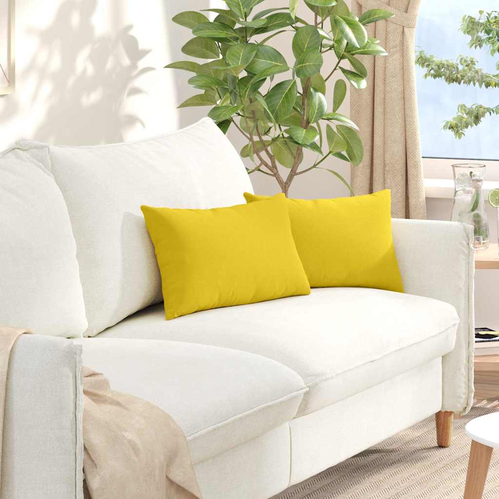 vidaXL Poduszki na sofę 2 pcs Jasnożółty 50 x 30 cm tkanina