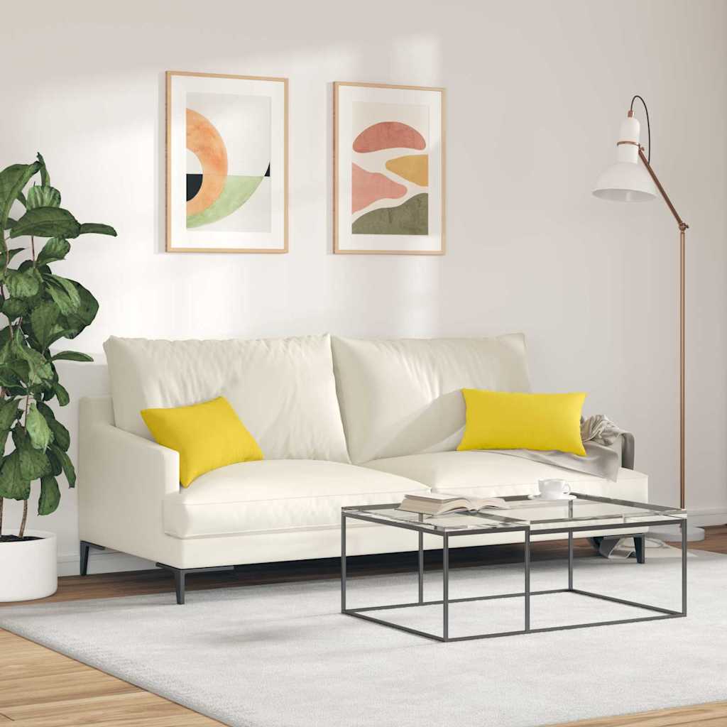 vidaXL Poduszki na sofę 2 pcs Jasnożółty 50 x 30 cm tkanina