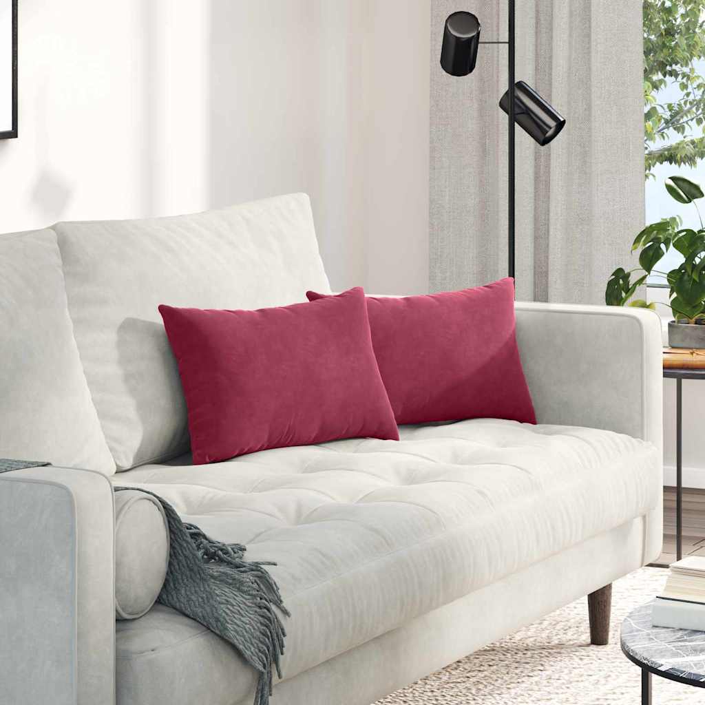 vidaXL Poduszki na sofę 2 pcs czerwone wino 50 x 30 cm