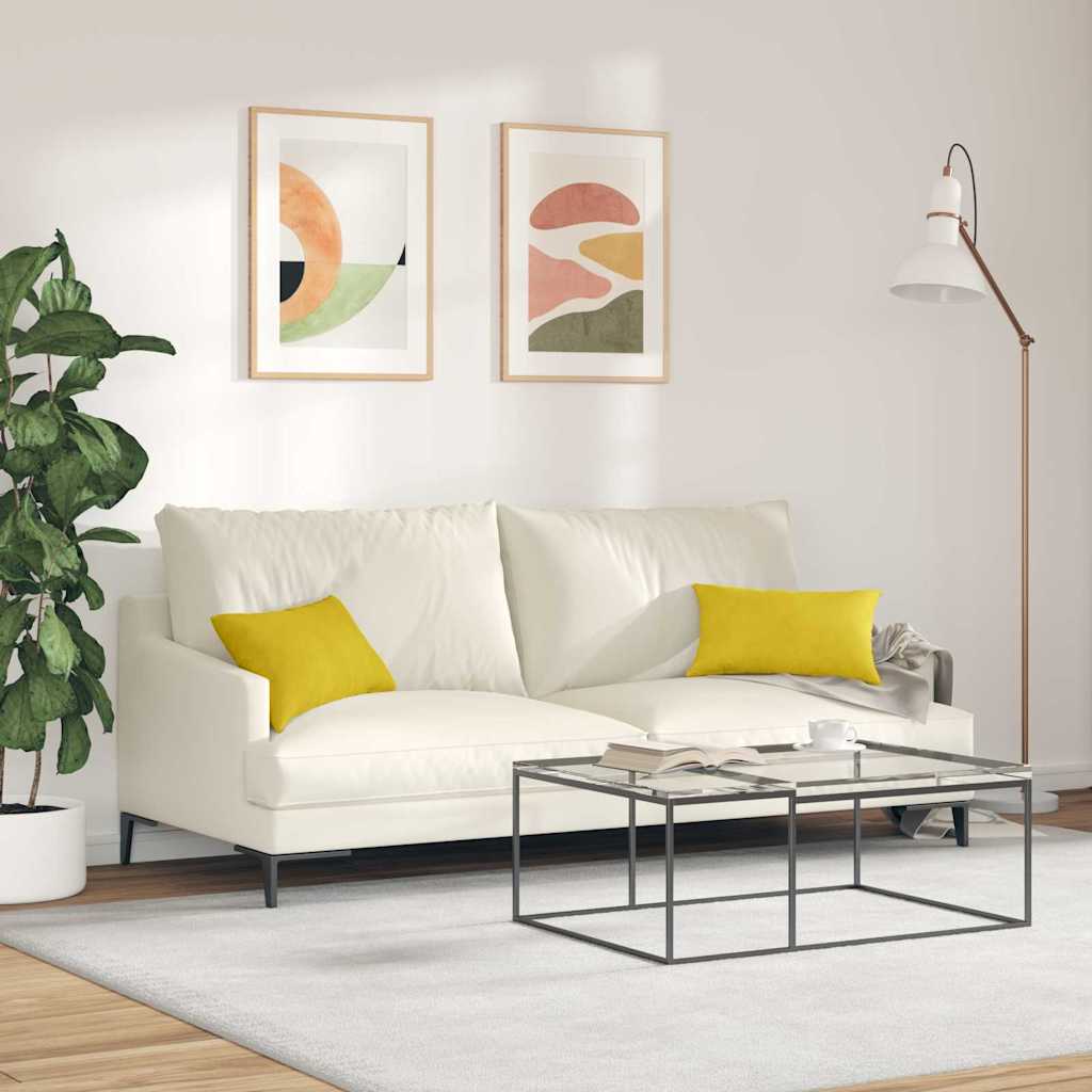 vidaXL Poduszki na sofę 2 pcs Żółty 50 x 30 cm Tkanina sztruksowa