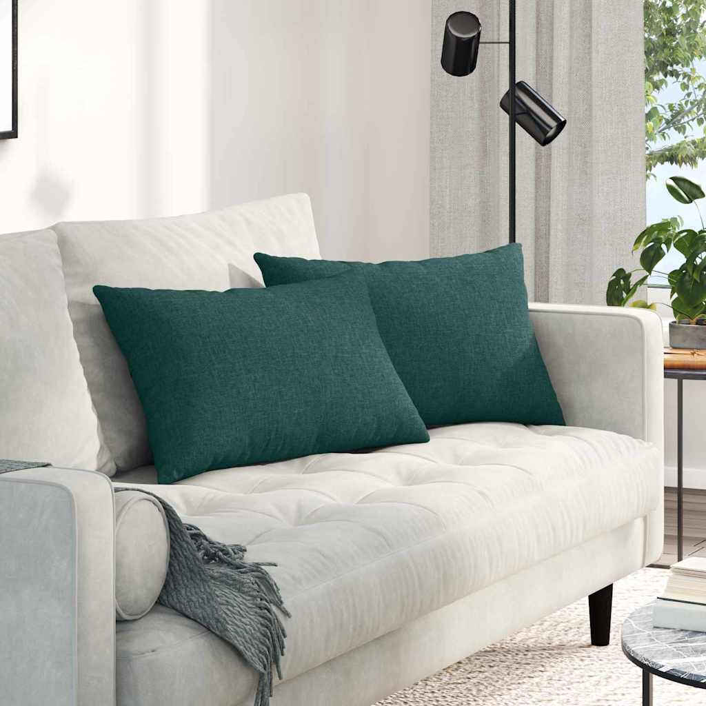 vidaXL Poduszki na sofę 2 pcs Ciemna zieleń 60 x 40 cm tkanina