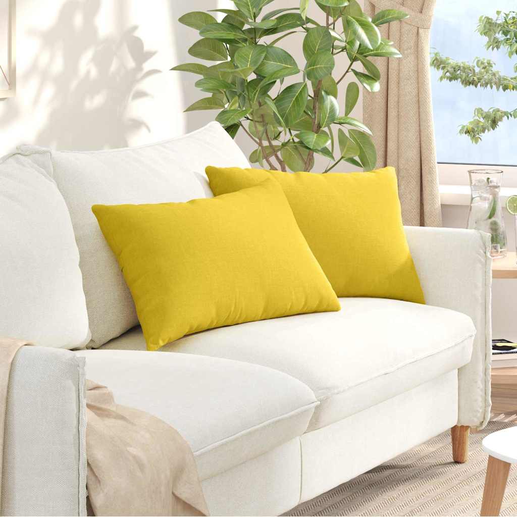 vidaXL Poduszki na sofę 2 pcs Jasnożółty 60 x 40 cm tkanina