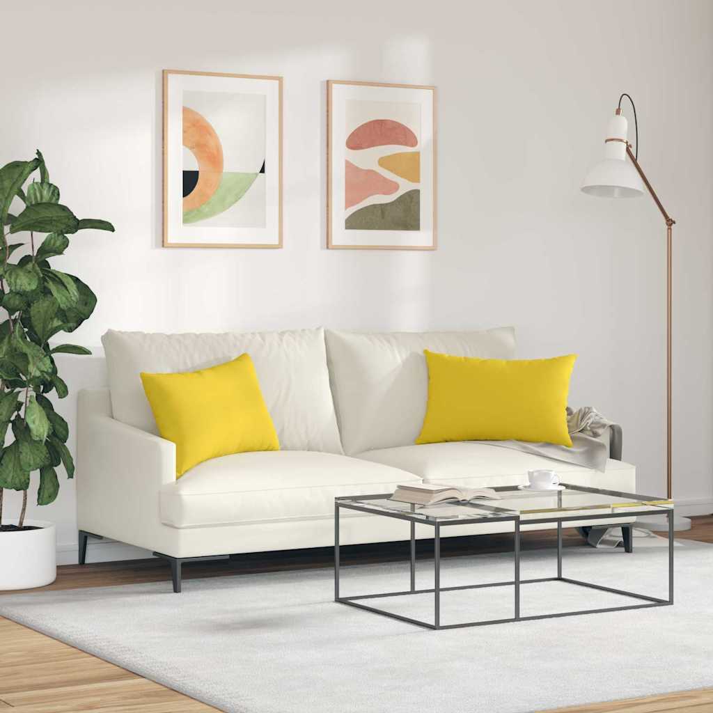 vidaXL Poduszki na sofę 2 pcs Jasnożółty 60 x 40 cm tkanina