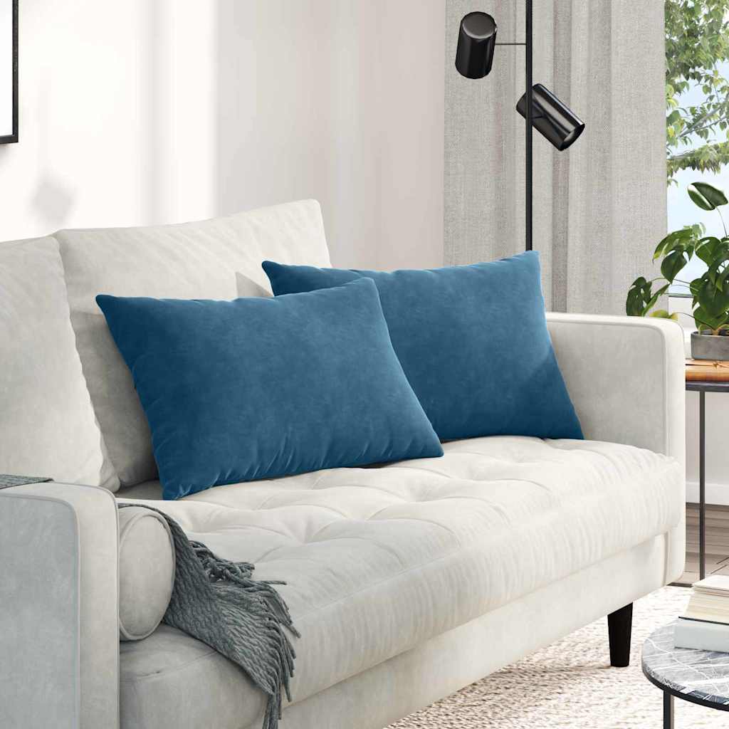 vidaXL Poduszki na sofę 2 pcs Niebieski 60 x 40 cm Tkanina sztruksowa