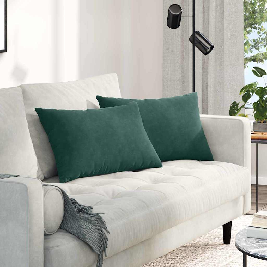 vidaXL Poduszki na sofę 2 pcs Ciemnozielony 60 x 40 cm