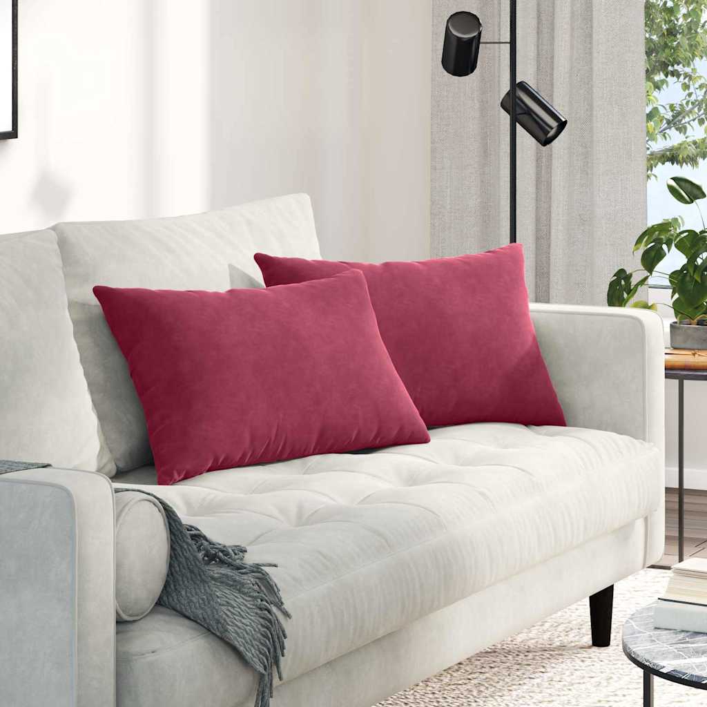vidaXL Poduszki na sofę 2 pcs Czerwone wino 60 x 40 cm