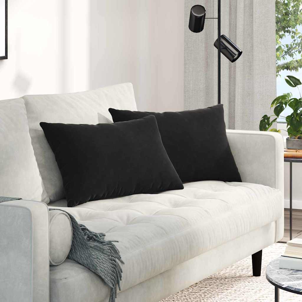 vidaXL Poduszki na sofę 2 pcs Czarny 60 x 40 cm Tkanina sztruksowa