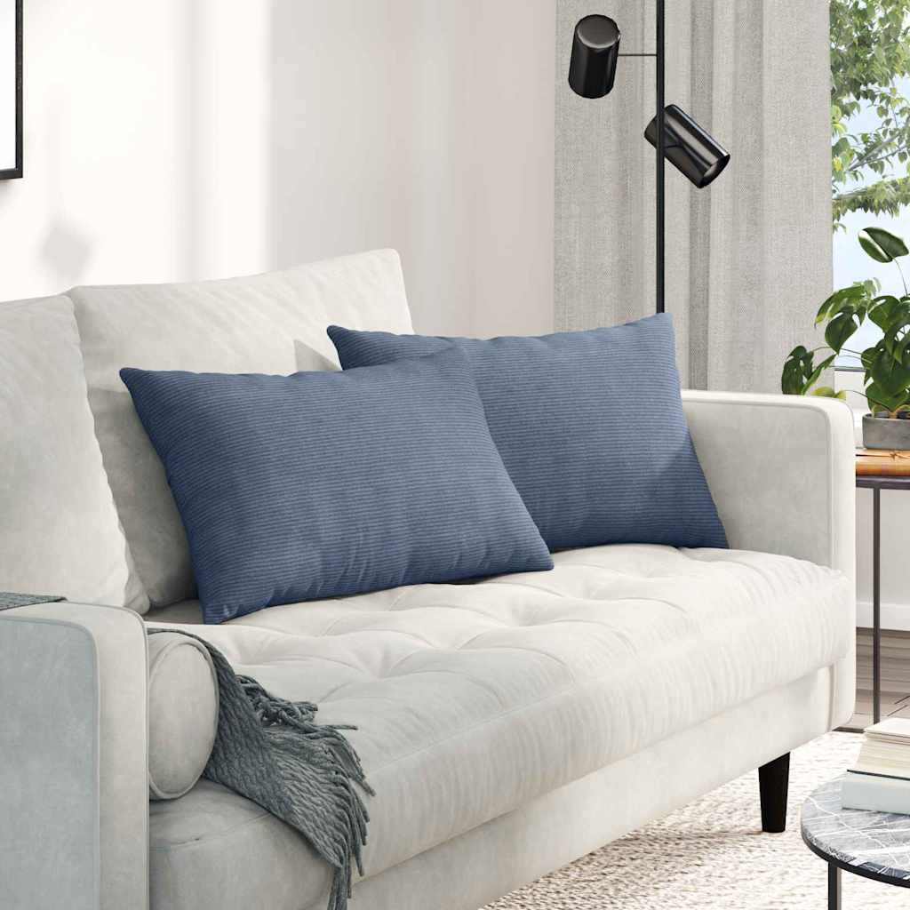 vidaXL Poduszki na sofę 2 pcs Niebieski 60 x 40 cm Tkanina sztruksowa