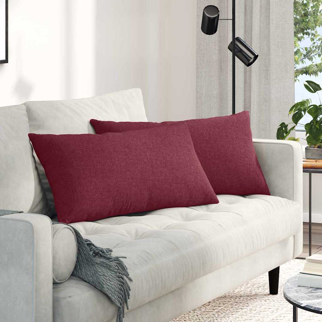 vidaXL Poduszki na sofę 2 pcs Czerwone wino 80 x 40 cm tkanina