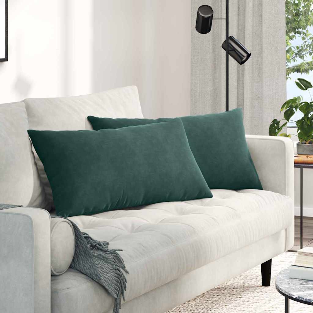 vidaXL Poduszki na sofę 2 pcs Ciemna zieleń 80 x 40 cm