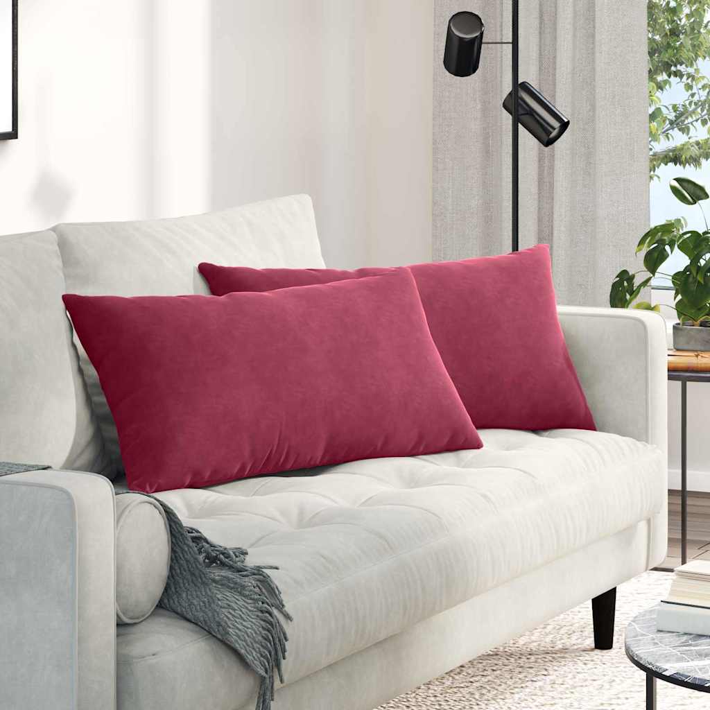 vidaXL Poduszki na sofę 2 pcs Czerwone wino 80 x 40 cm
