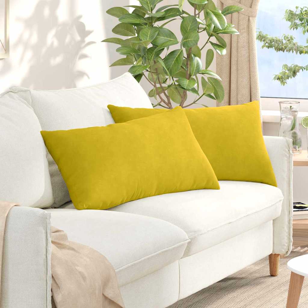 vidaXL Poduszki na sofę 2 pcs Żółty 80 x 40 cm Tkanina sztruksowa
