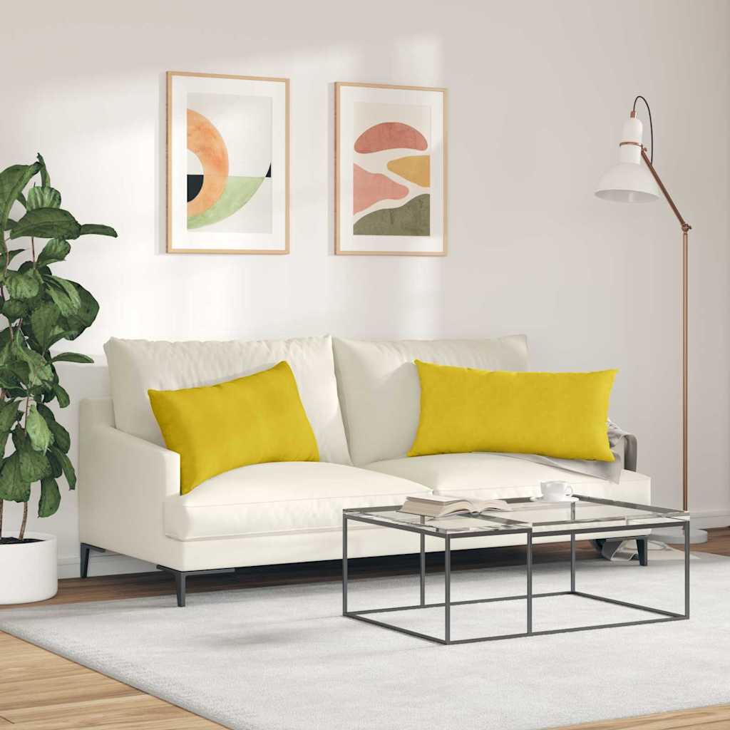 vidaXL Poduszki na sofę 2 pcs Żółty 80 x 40 cm Tkanina sztruksowa