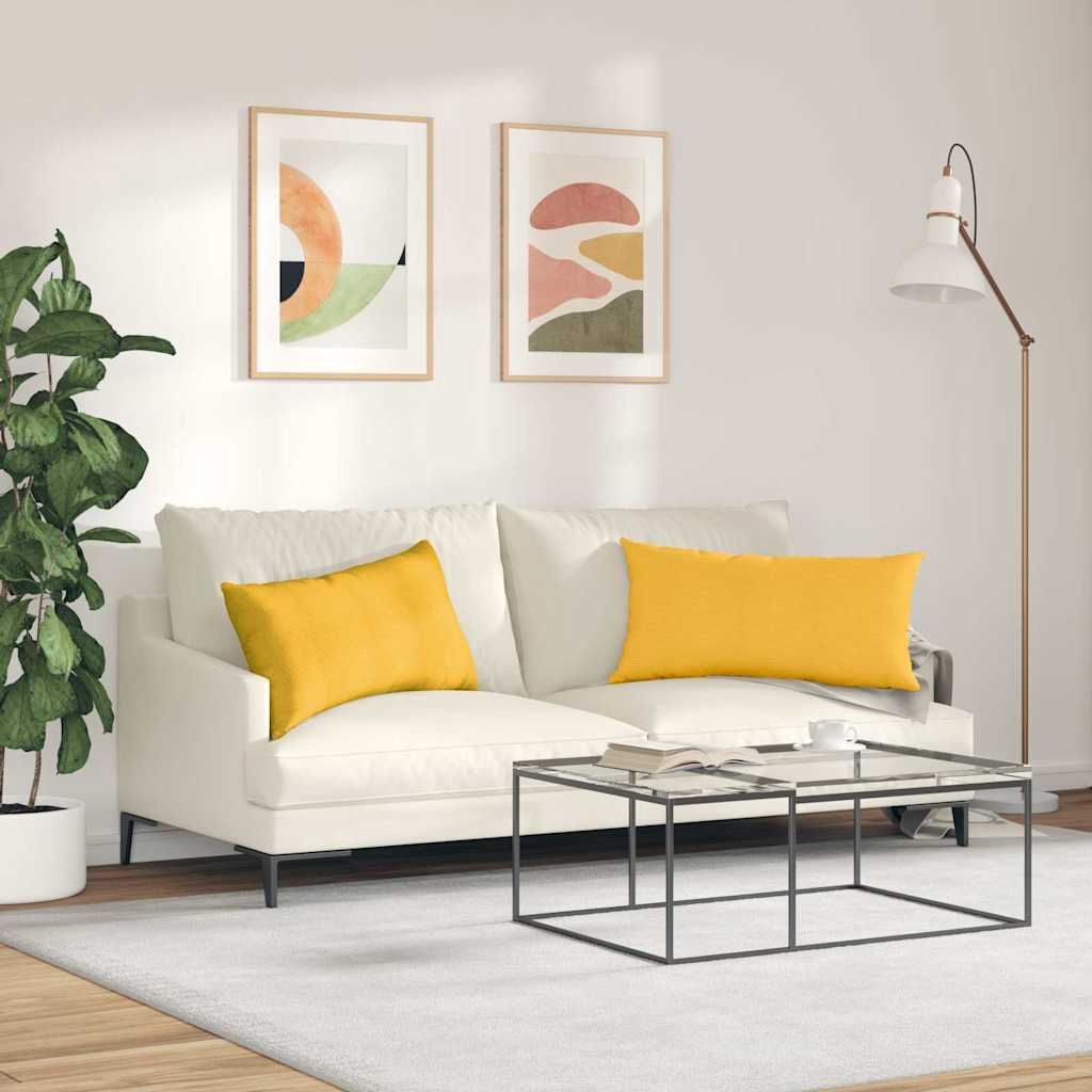 vidaXL Poduszki na sofę 2 pcs Jasnożółty 80 x 40 cm Tkanina sztruksowa
