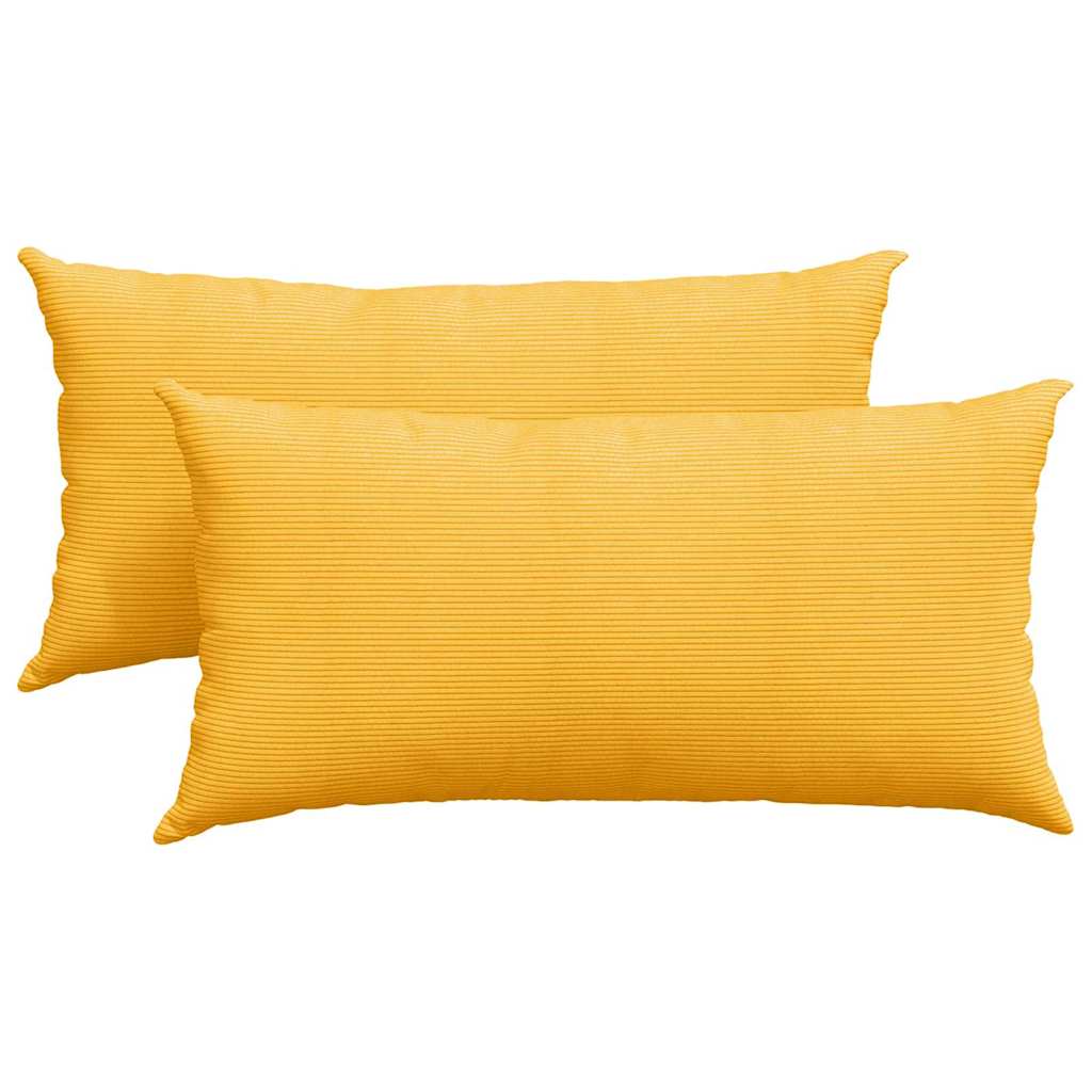 vidaXL Poduszki na sofę 2 pcs Jasnożółty 80 x 40 cm Tkanina sztruksowa