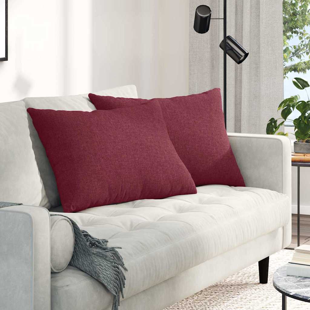 vidaXL Poduszki na sofę 2 pcs Czerwone wino 70 x 50 cm tkanina