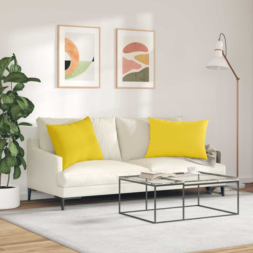 vidaXL Poduszki na sofę 2 pcs Jasnożółty 70 x 50 cm tkanina