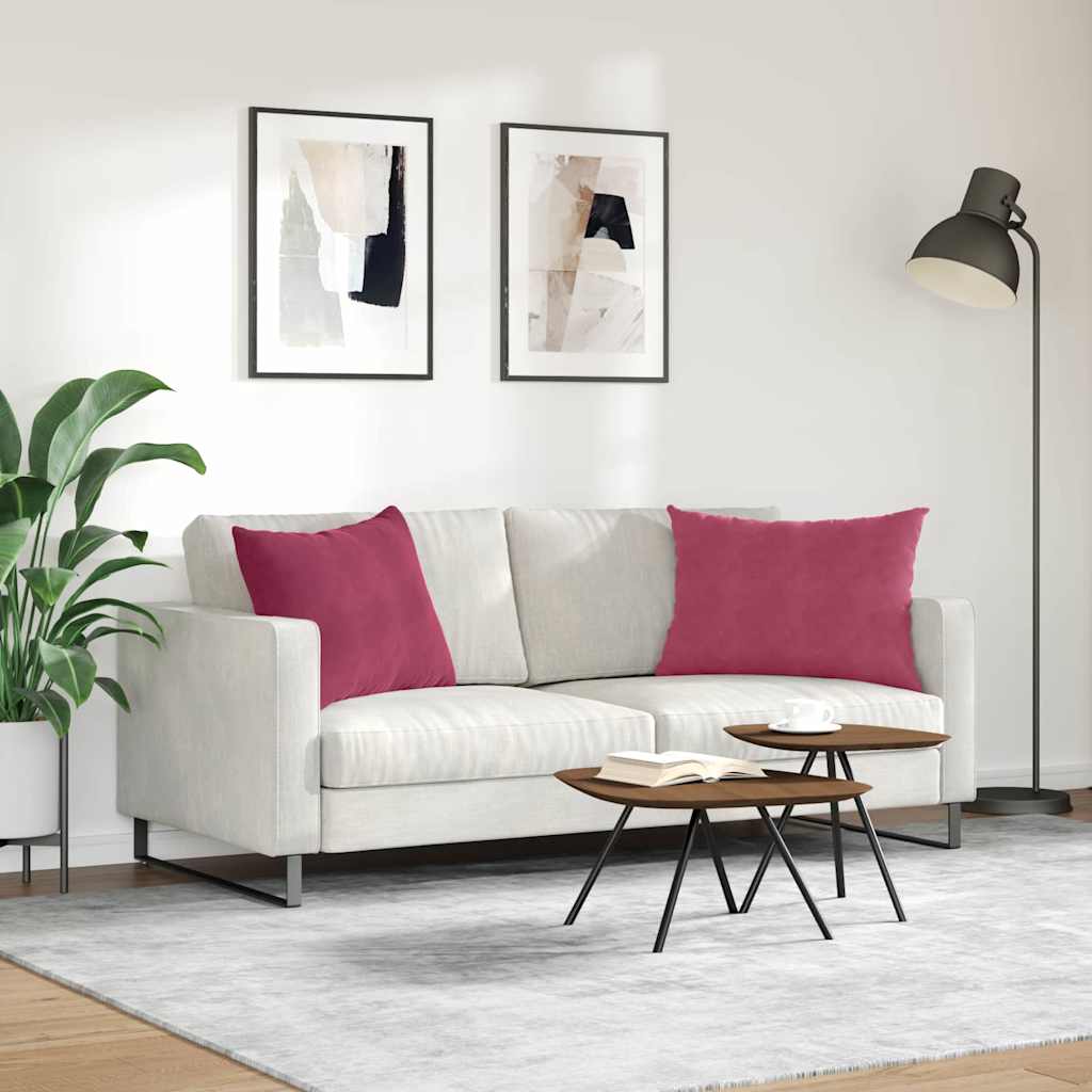 vidaXL Poduszki na sofę 2 pcs Czerwone wino 70 x 50 cm