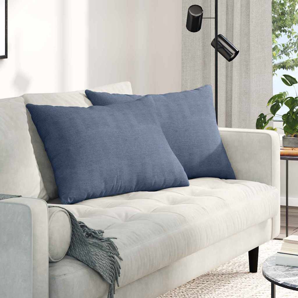 vidaXL Poduszki na sofę 2 pcs Niebieski 70 x 50 cm Tkanina sztruksowa