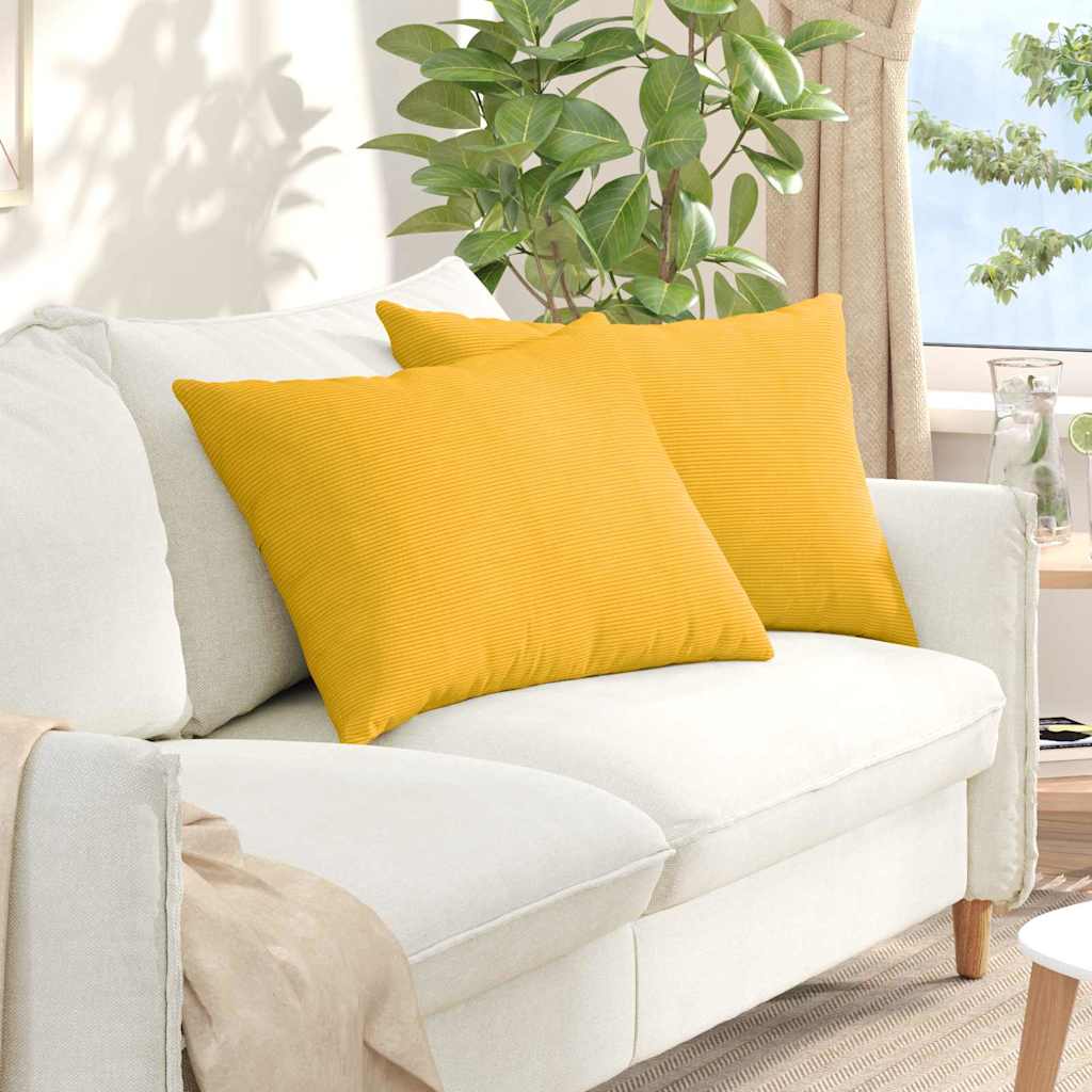 vidaXL Poduszki na sofę 2 pcs Jasnożółty 70 x 50 cm Tkanina sztruksowa