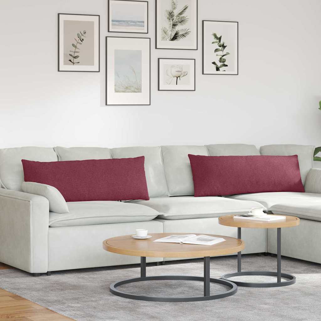 vidaXL Poduszki na sofę 2 pcs Czerwone wino 120 x 40 cm tkanina
