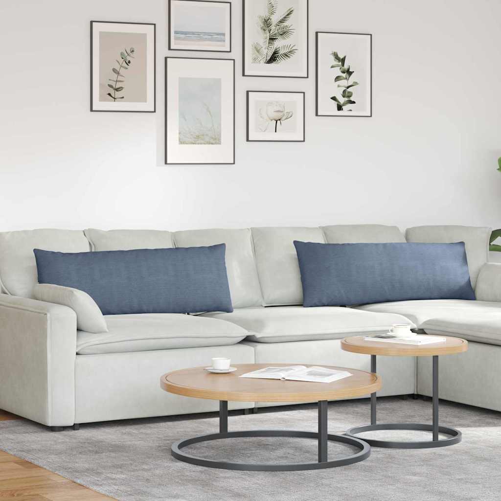 vidaXL Poduszki na sofę 2 pcs Niebieski 120 x 40 cm Tkanina sztruksowa