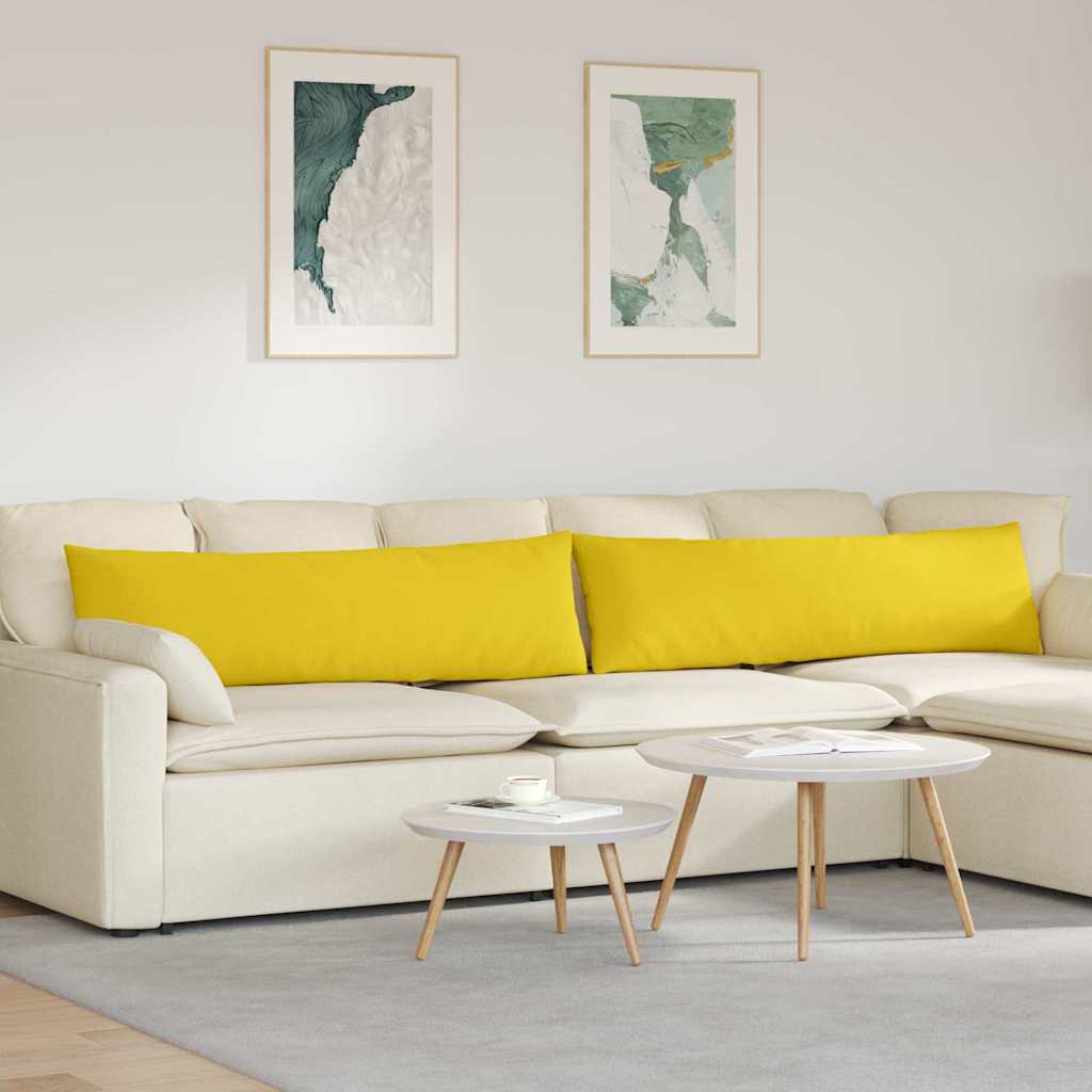 vidaXL Poduszki na sofę 2 pcs Jasnożółty 145 x 40 cm tkanina