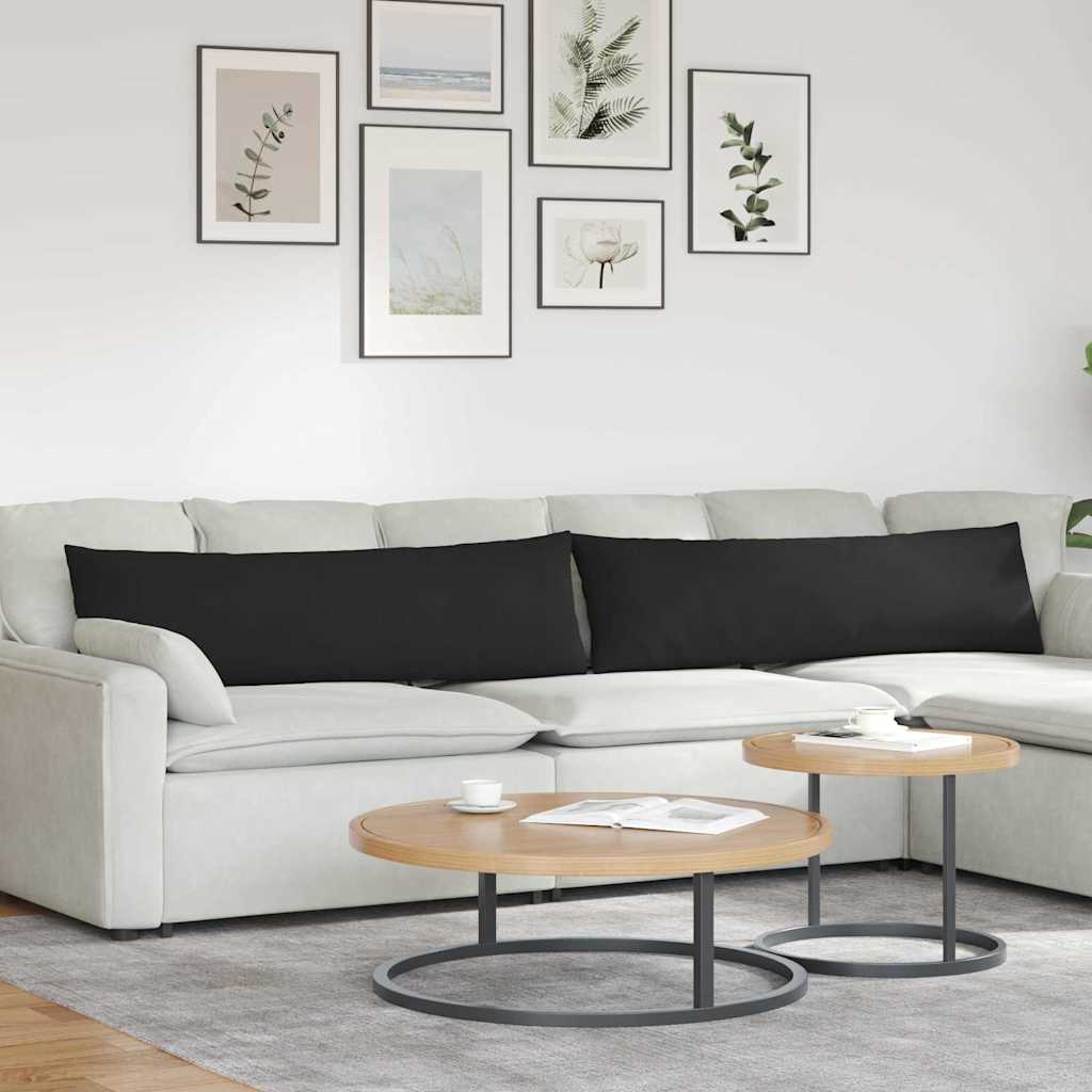 vidaXL Poduszki na sofę 2 pcs Czarny 145 x 40 cm tkanina